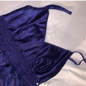 navy silk blouse